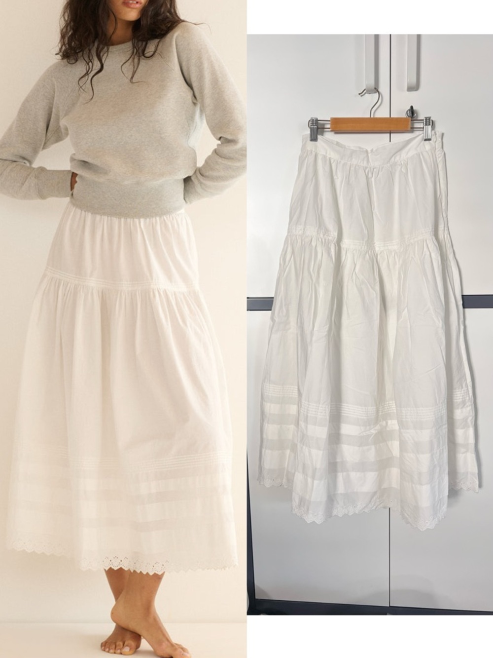 Doen Sebastiane Tiered Cotton Maxi Skirt, S